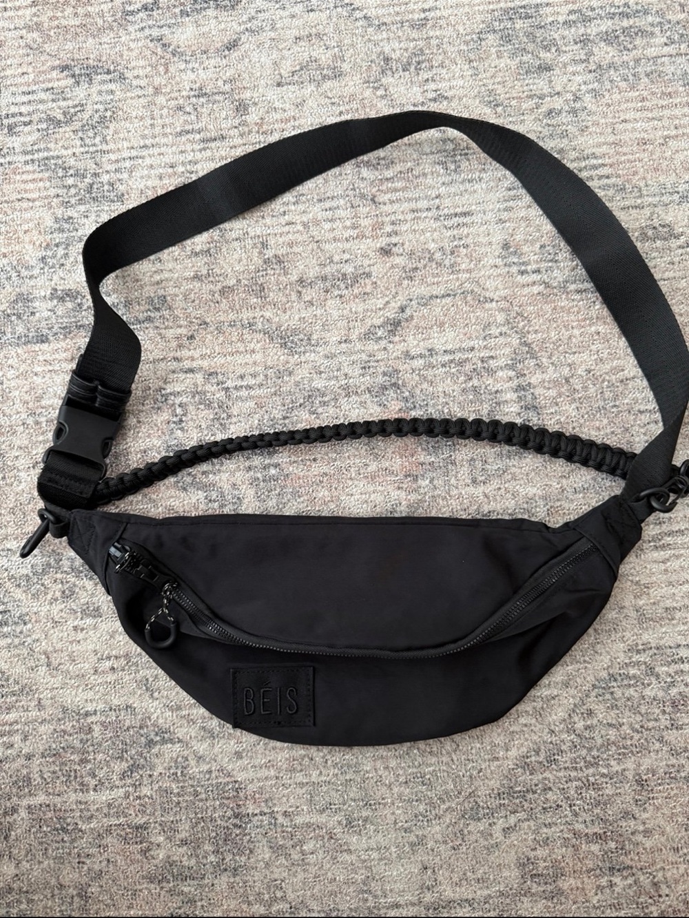 BEIS Black Men’s Waist Pack with Braided Strap
